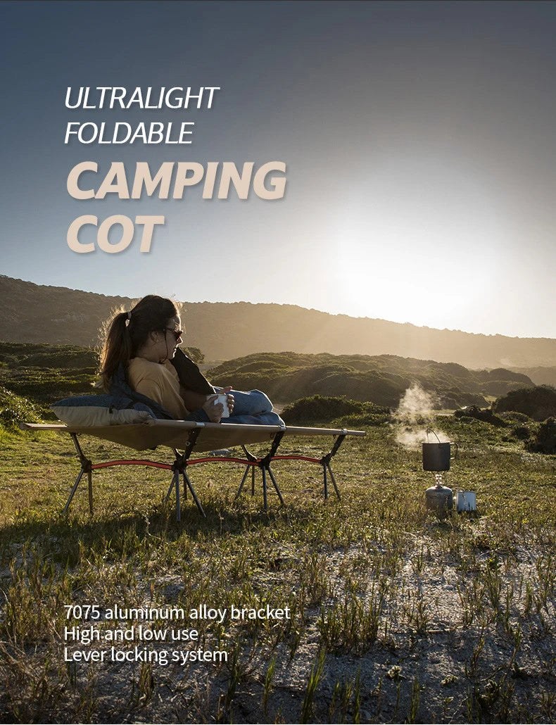 WESTTUNE Portable Folding Camping Cot – Ultralight Aluminum Sleeping Bed for Outdoor Travel